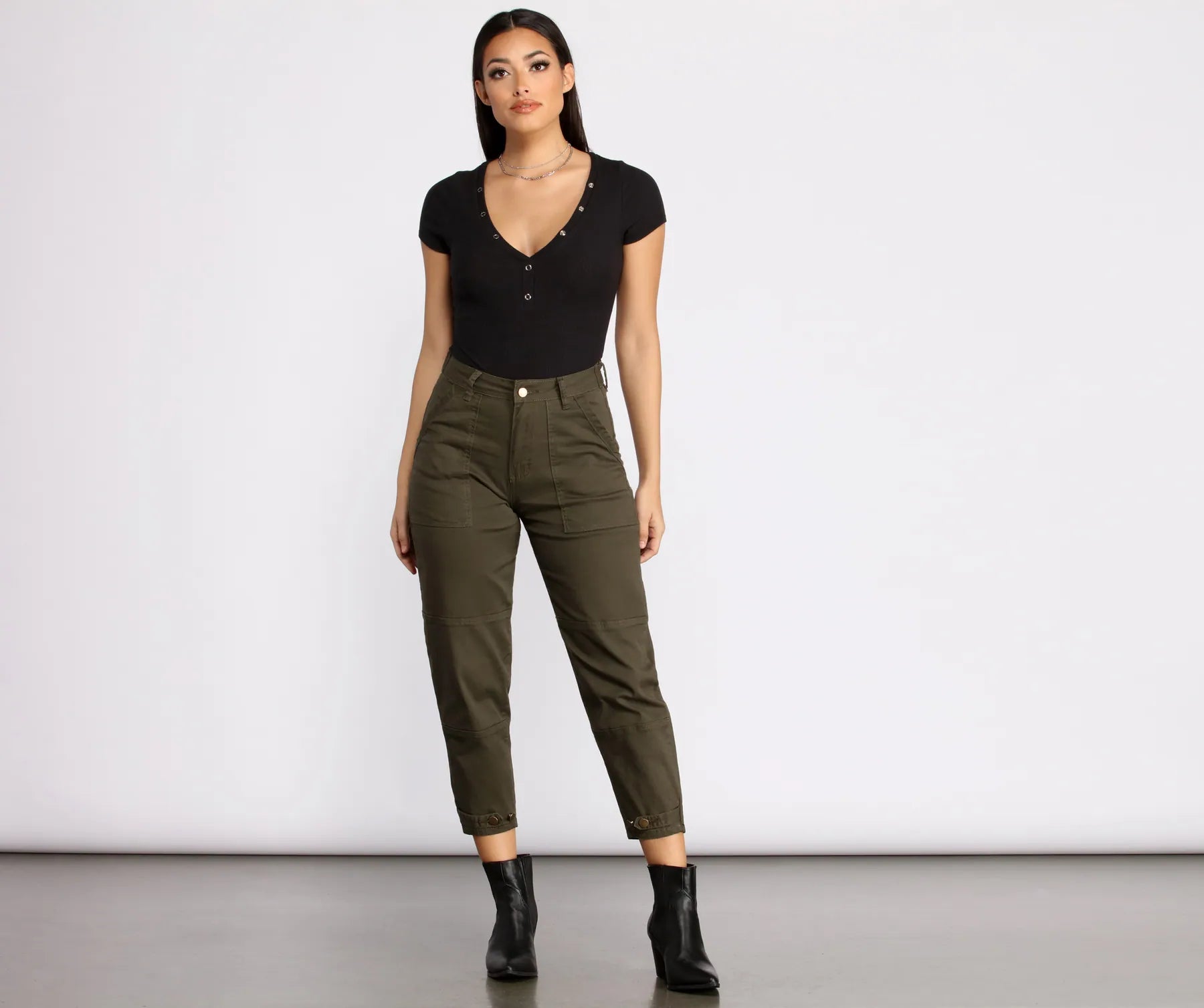 High Rise Relaxed Fit Tapered Pants