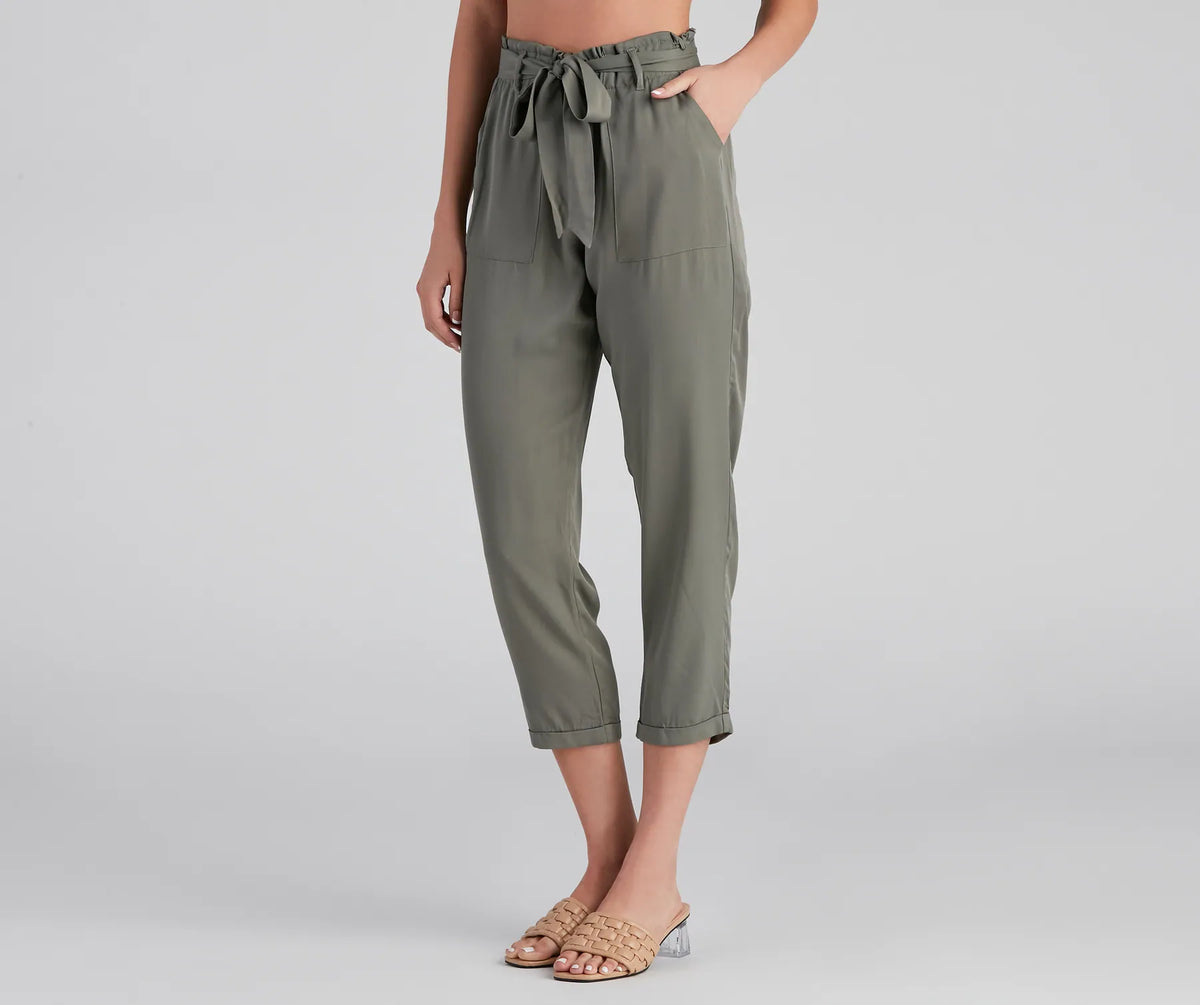 Trendsetter Tie Waist Paperbag Pants