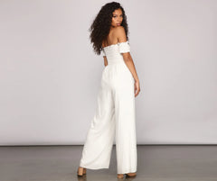 Vacay Bound Off The Shoulder Smocked Jumpsuit
