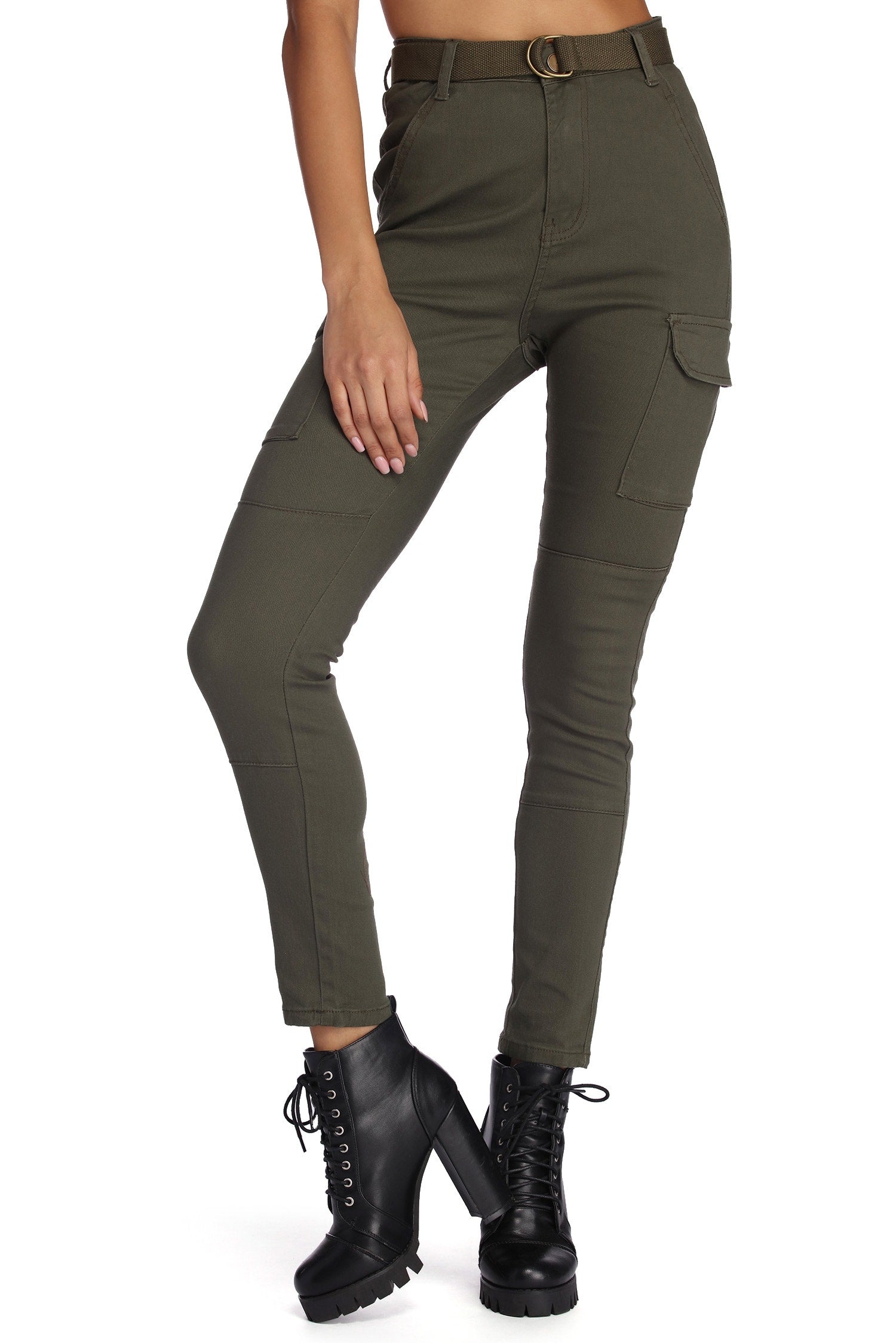 Belted Skinny Cargo Pants