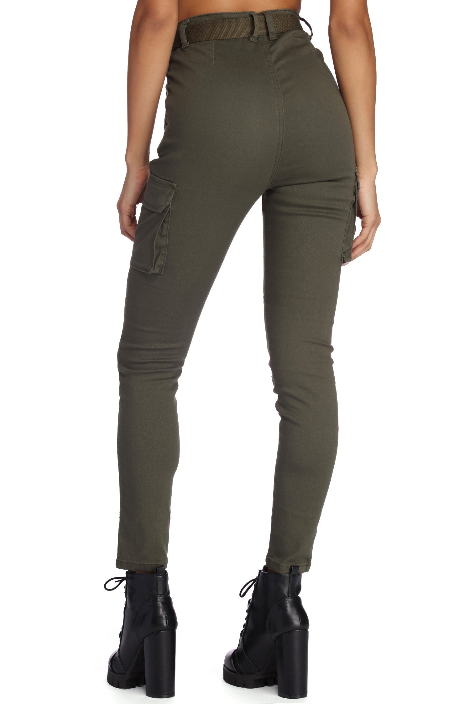 Belted Skinny Cargo Pants