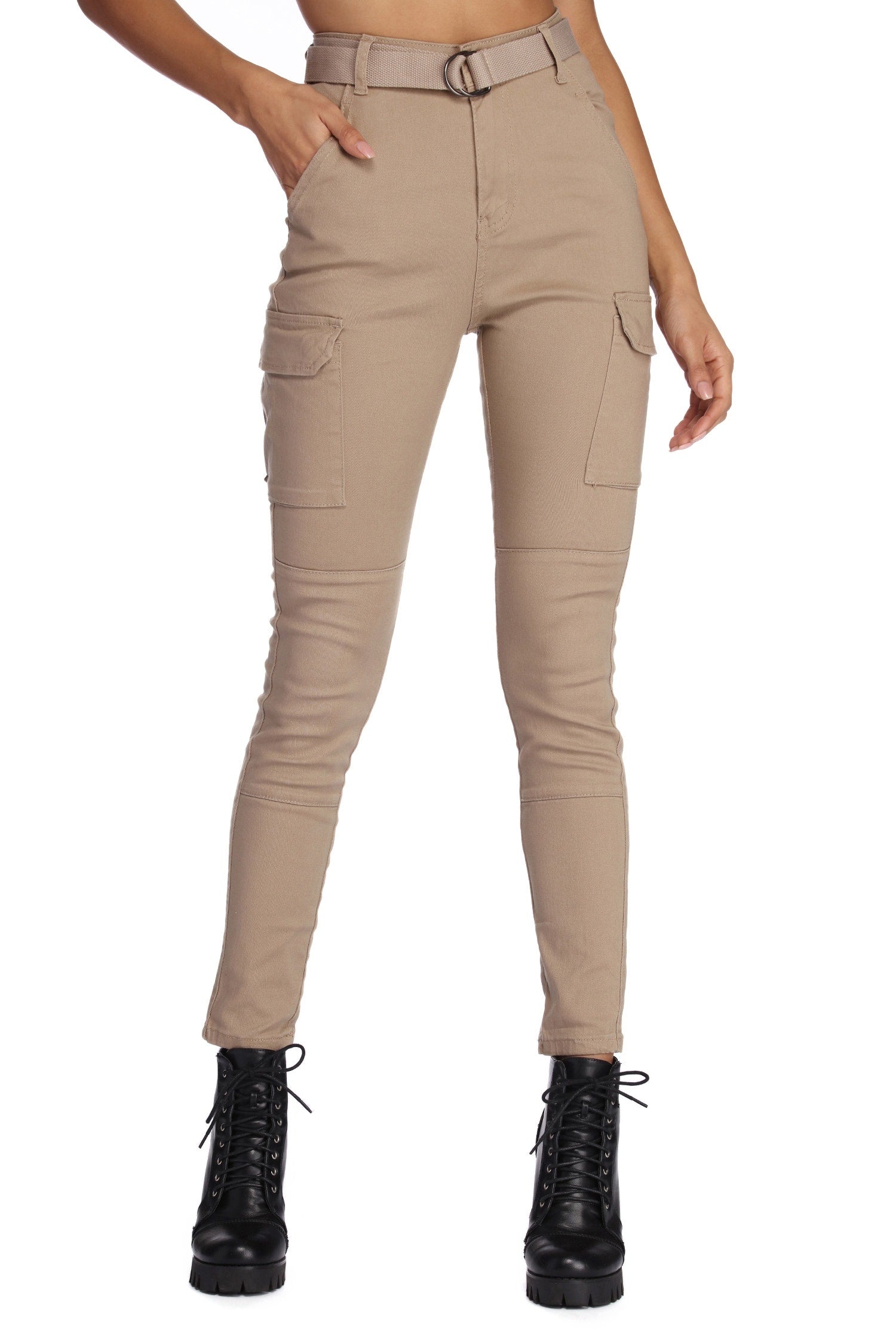 Belted Skinny Cargo Pants