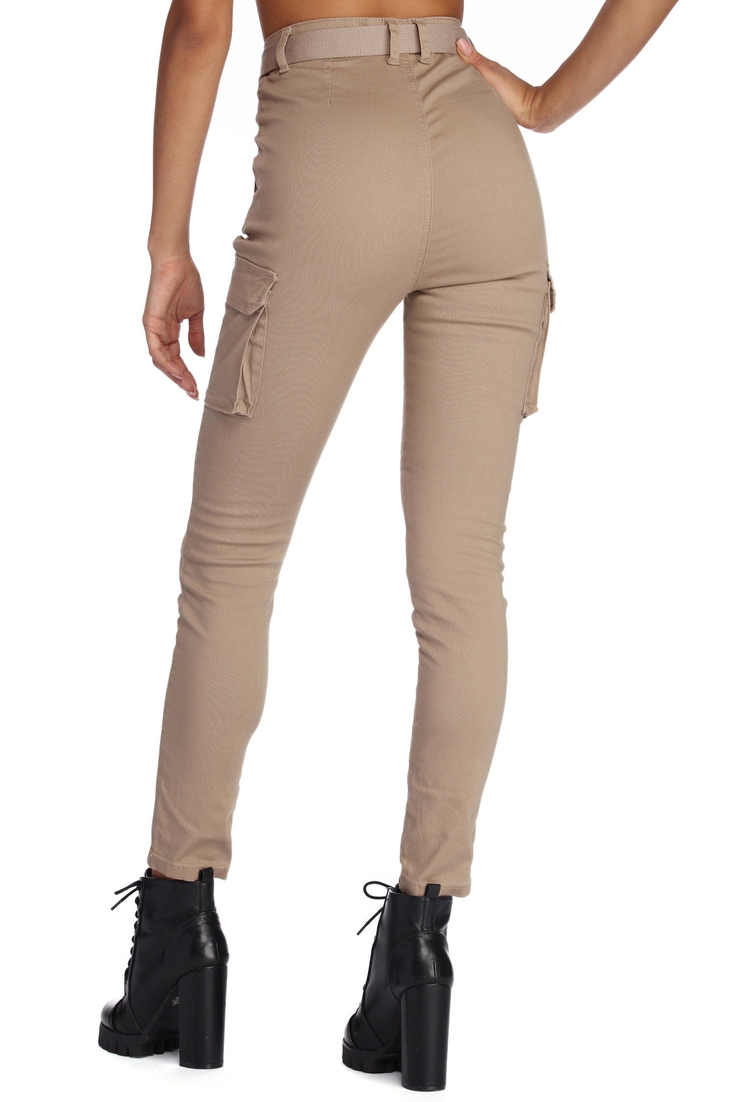 Belted Skinny Cargo Pants