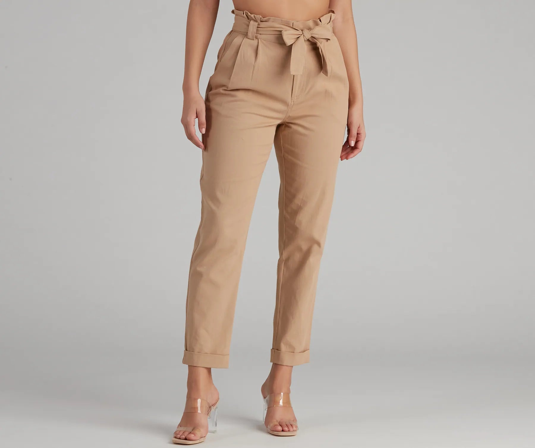 Trendy And Tapered High Waist Paperbag Pants