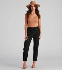 Seashore Stroll Drawstring Linen Joggers