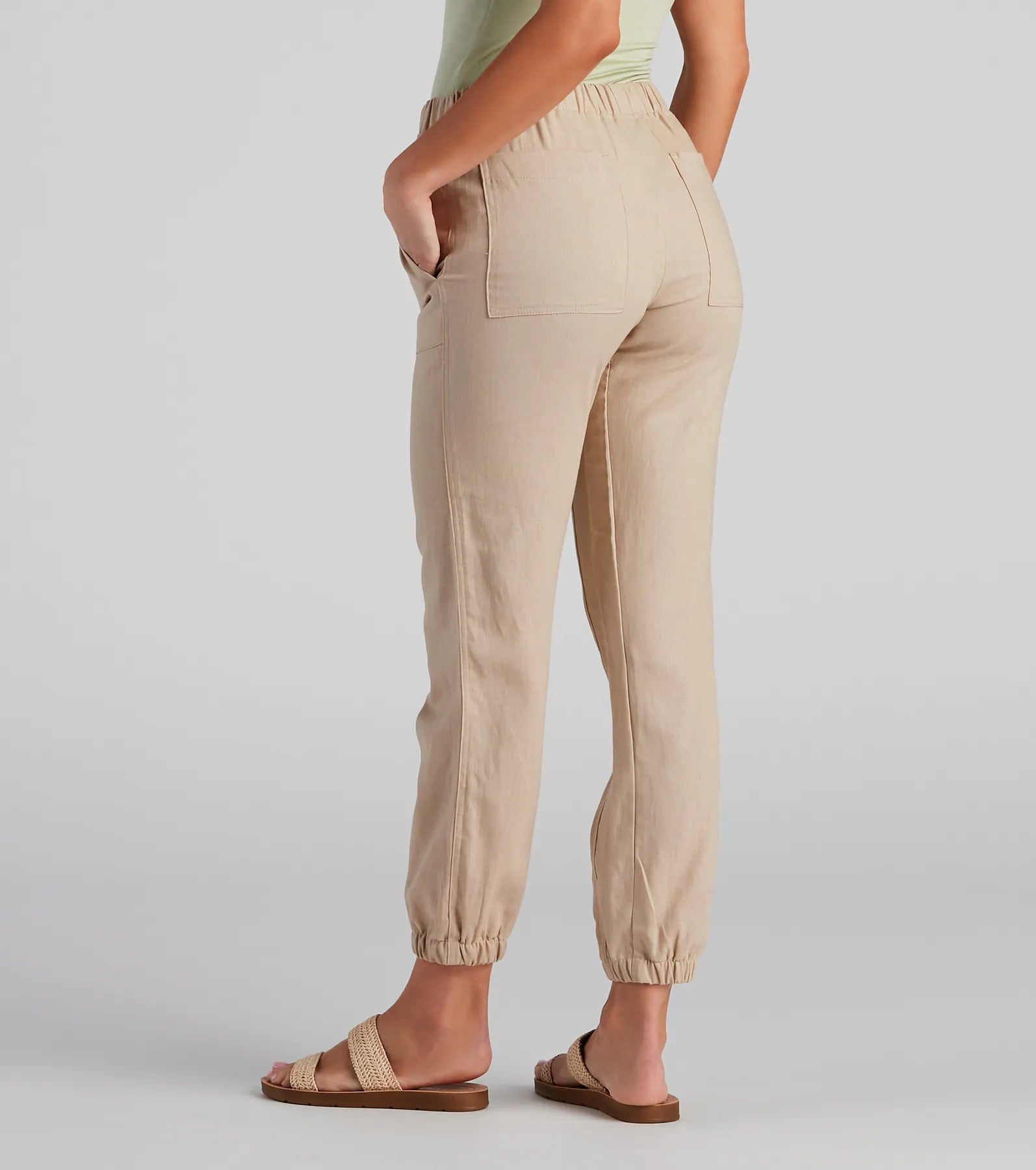 Seashore Stroll Drawstring Linen Joggers