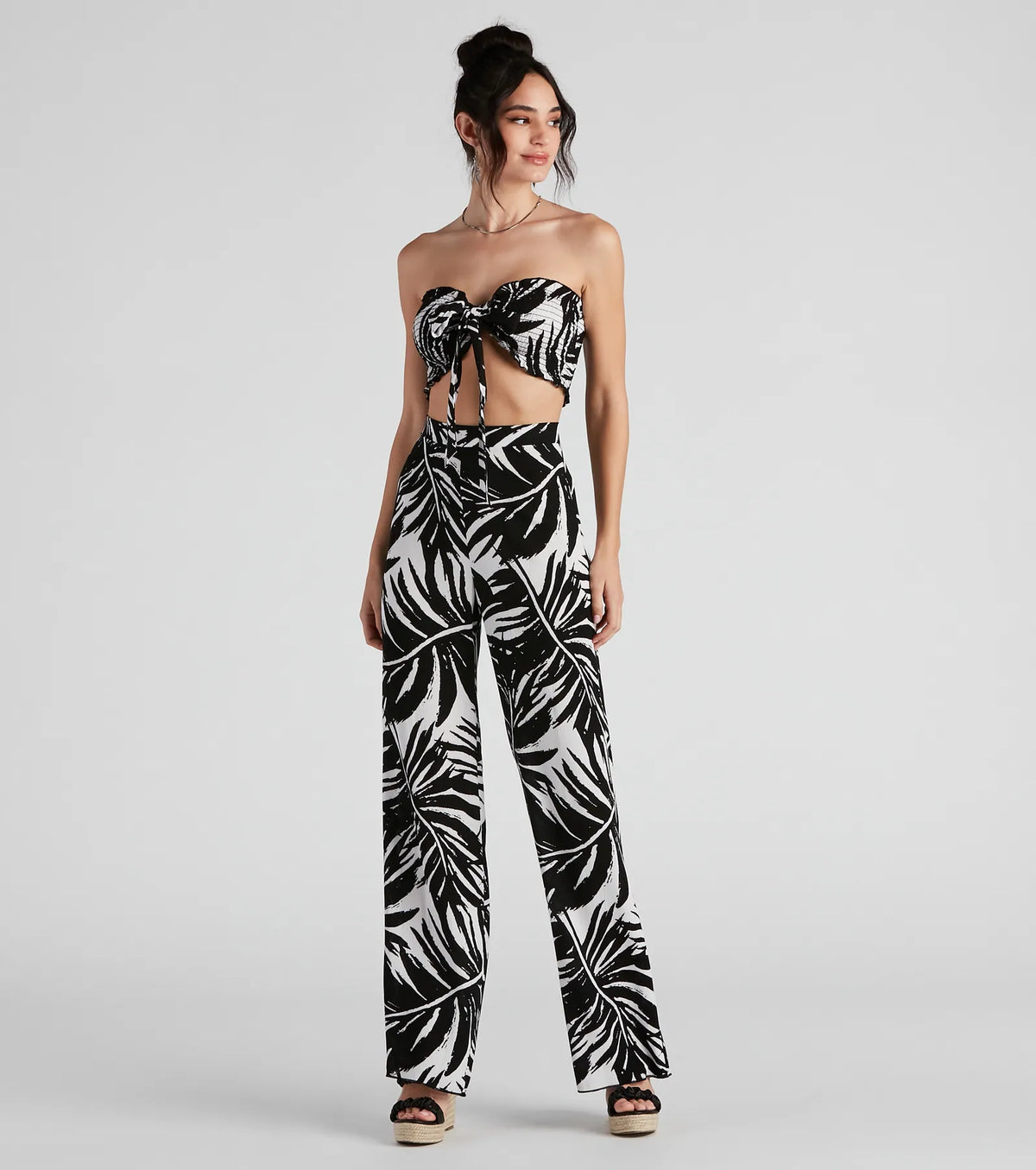 Sandy Beaches Palm Wide-Leg Pants