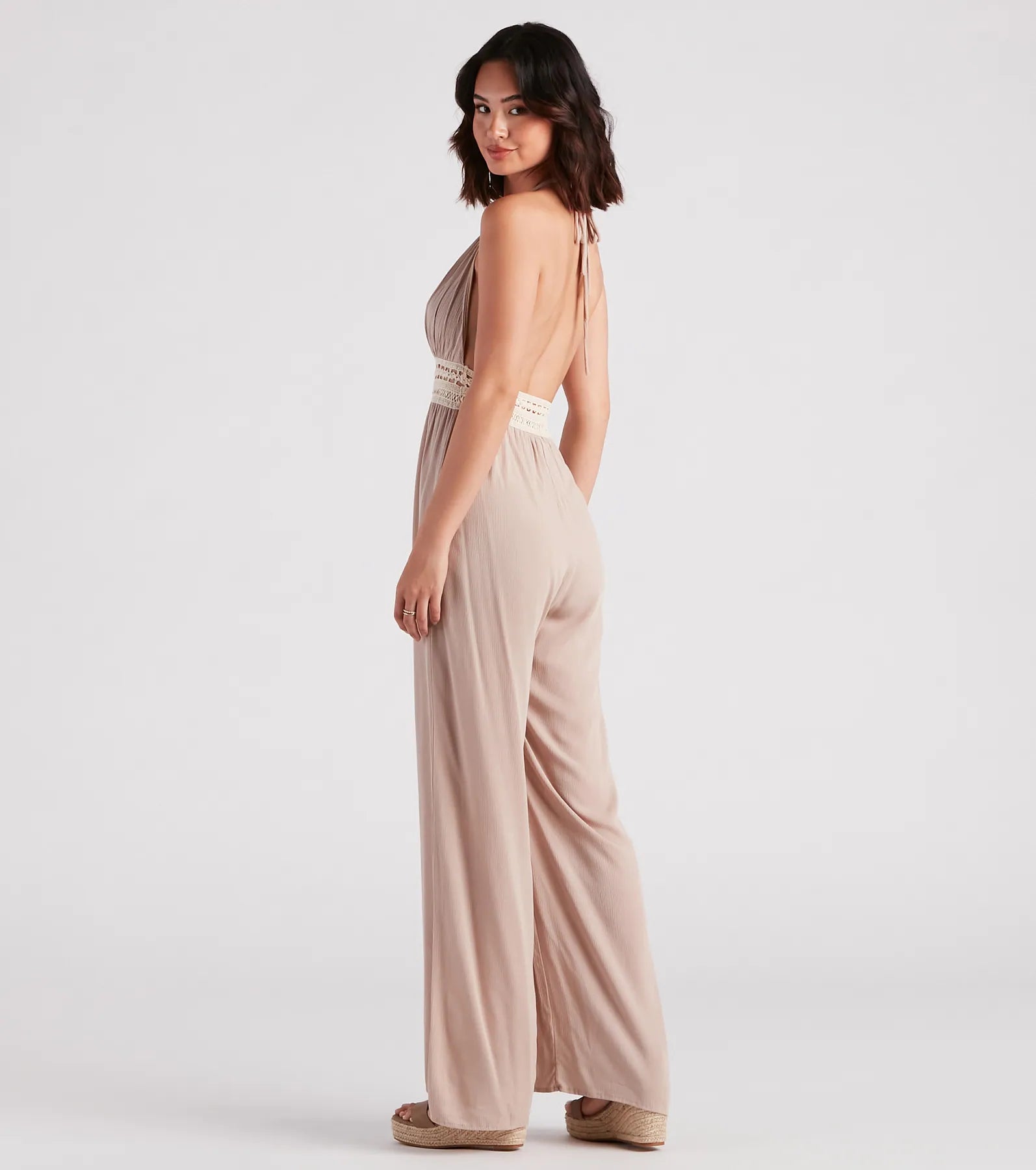 Wandering Bliss Halter Crochet Jumpsuit