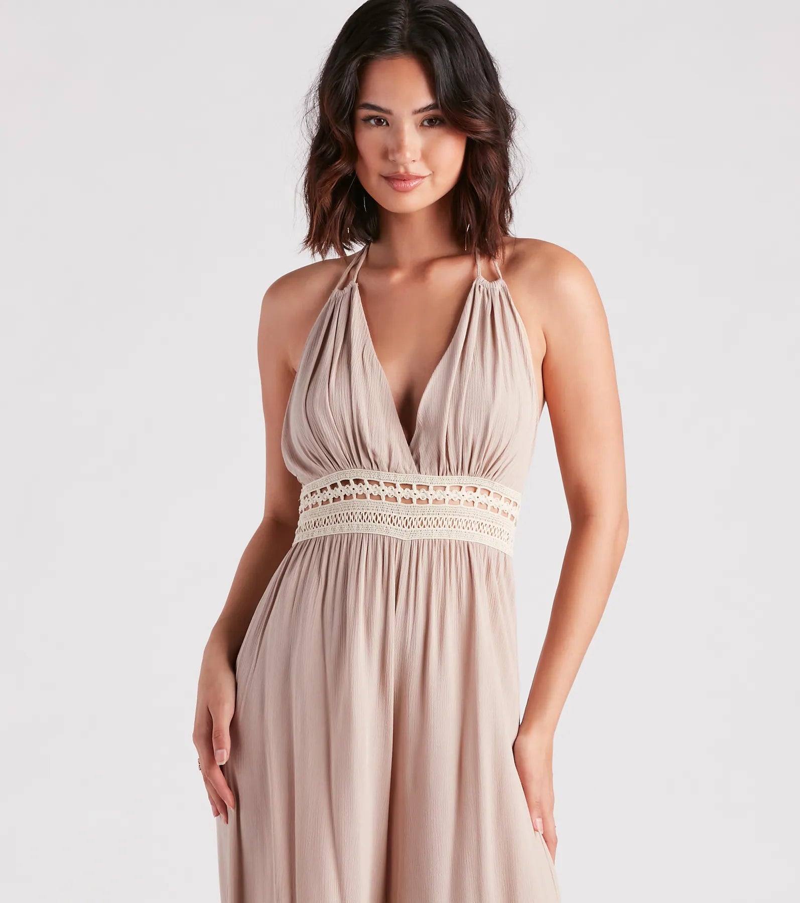 Wandering Bliss Halter Crochet Jumpsuit
