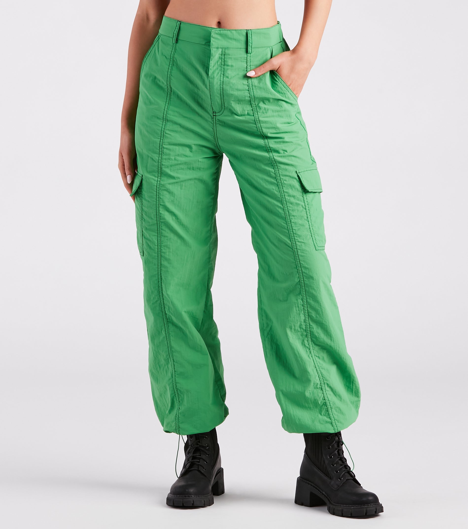 The Bottom Line High-Rise Parachute Cargo Pants