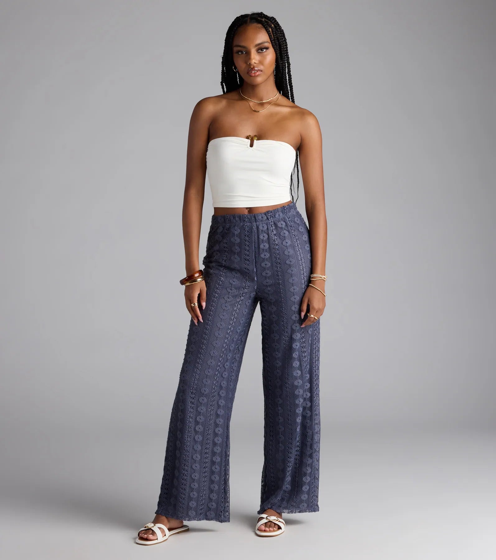 Weekend Breeze High-Rise Crochet Palazzo Pants