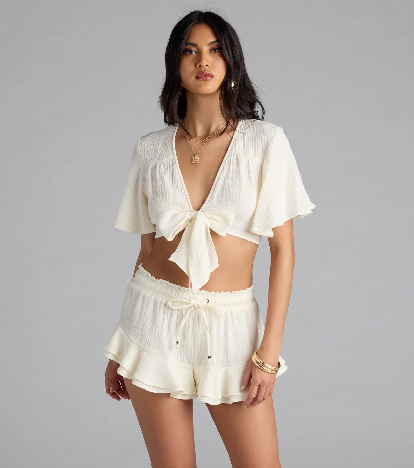 Effortless Chic Mid-Rise Ruffled Shorts
