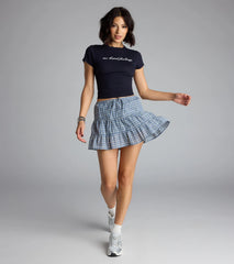 Prep It Up Ruffled Plaid Mid-Rise Skort