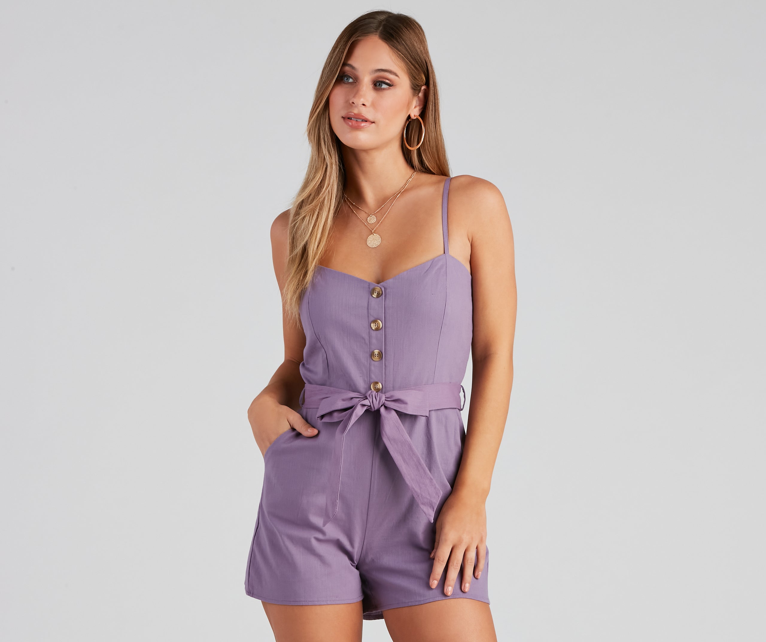 Perfect Day Sleeveless Linen Romper
