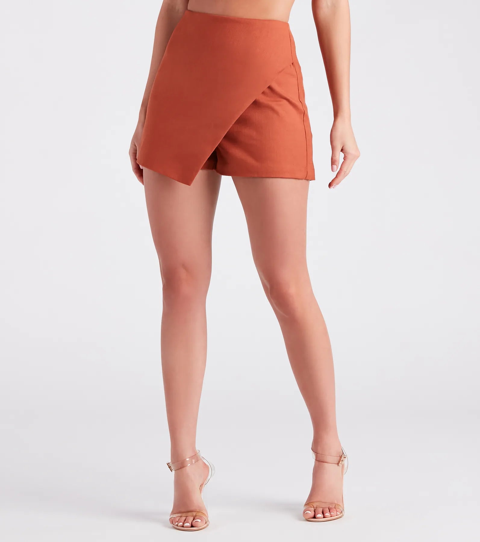 Flirtatious Style Wrap-Front Linen Skort