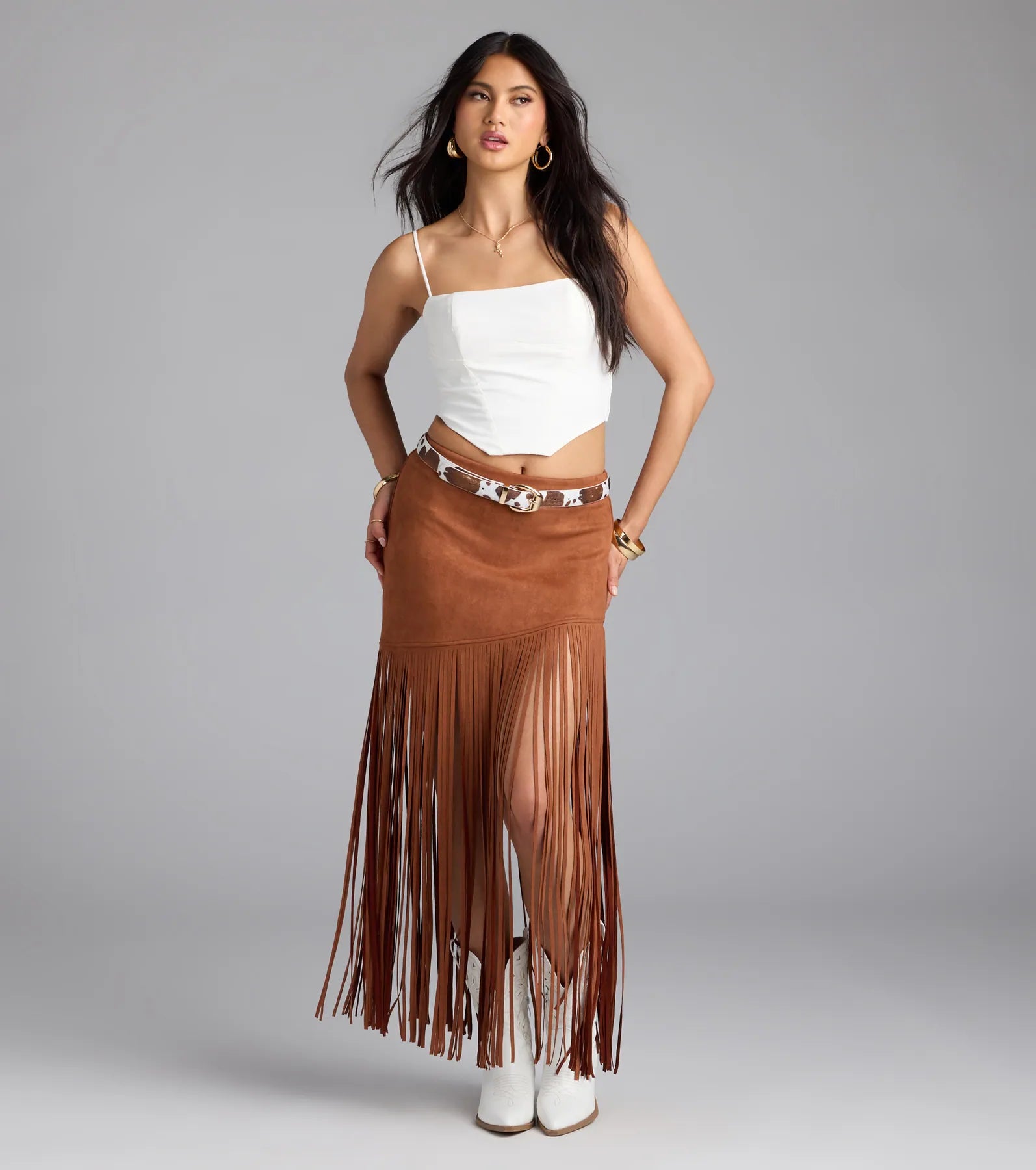 Shake It Up Fringe Maxi Skirt
