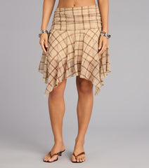Daydream Flow Plaid Chiffon Skirt