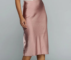 Midi Ground Satin Skirt