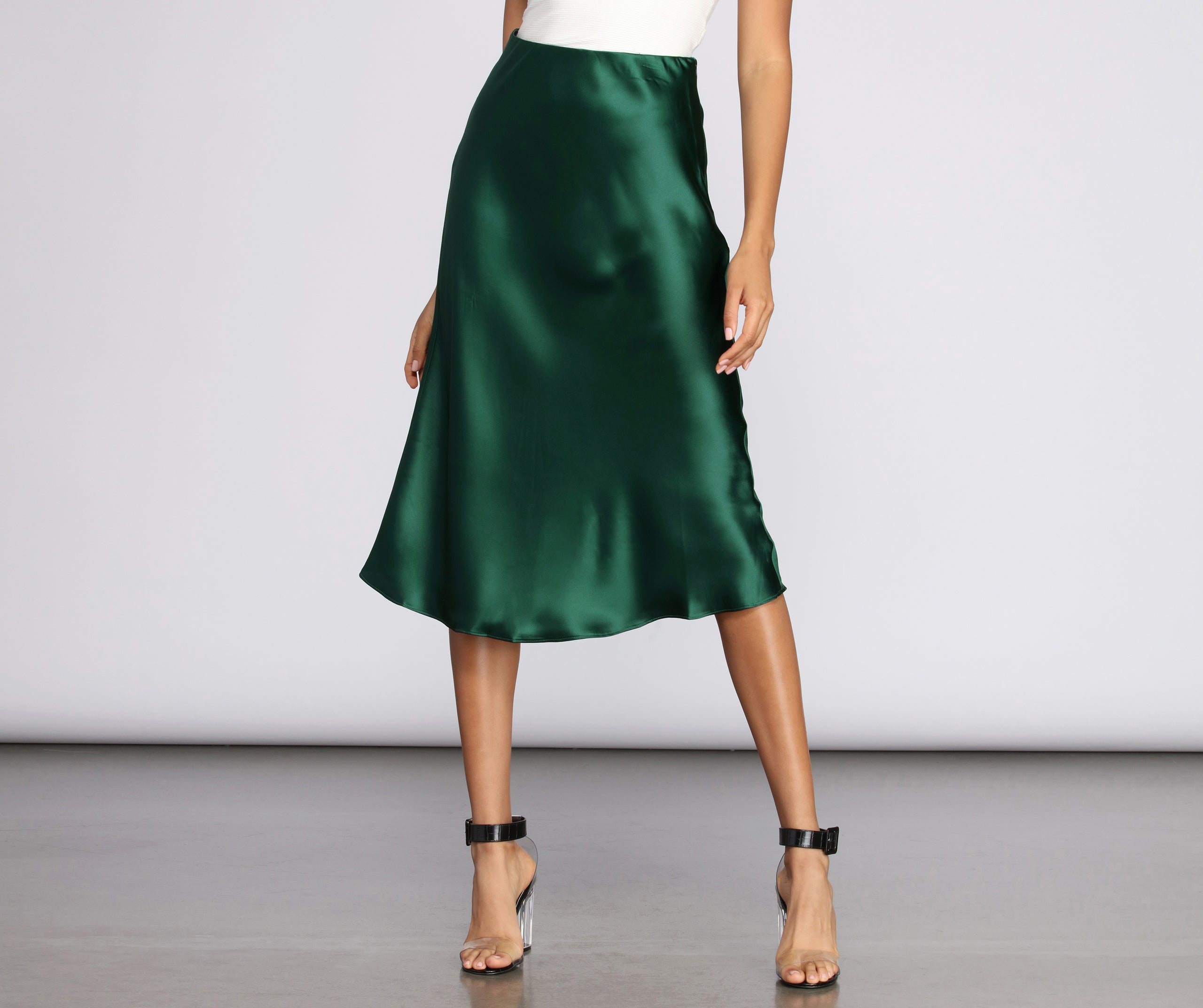Minimalist Satin Midi Skirt