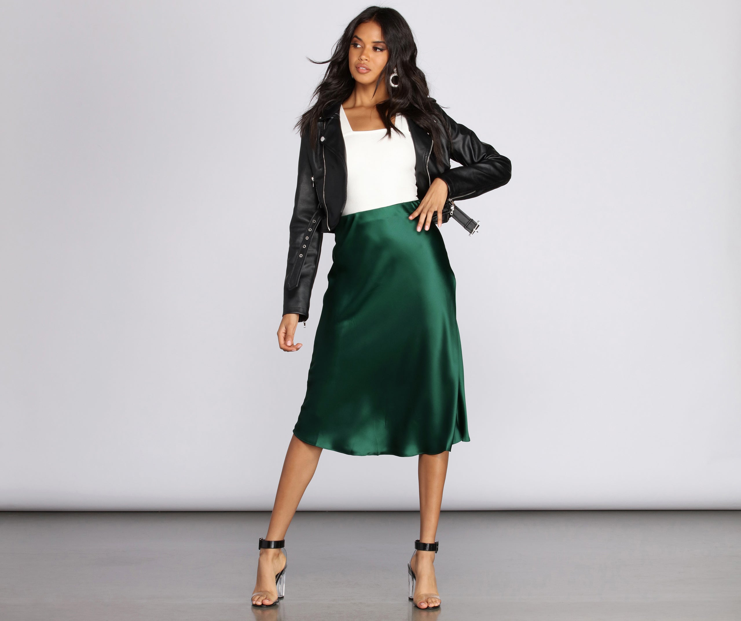 Minimalist Satin Midi Skirt