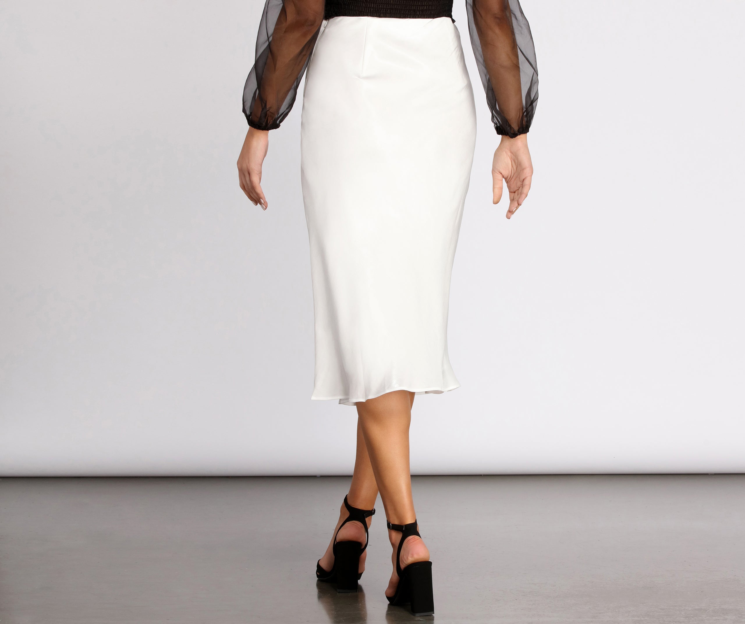 Shimmer Satin Midi Skirt