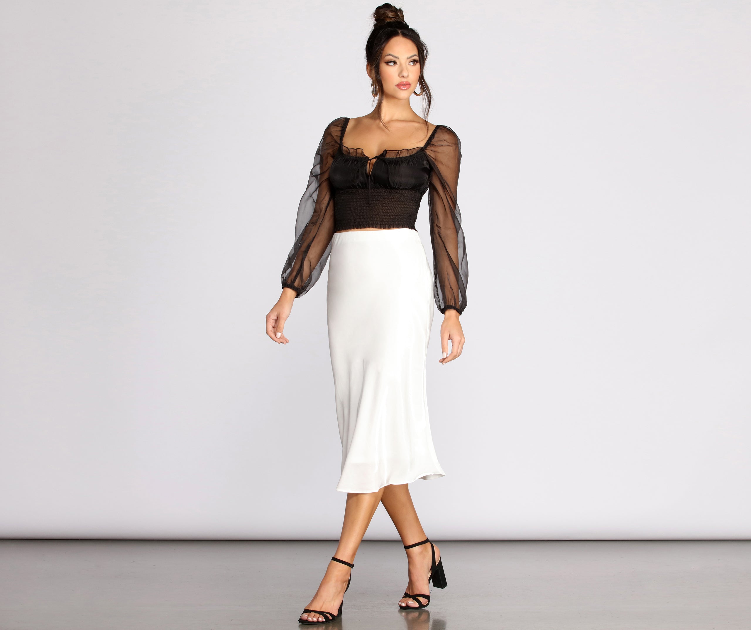 Shimmer Satin Midi Skirt