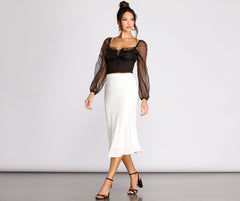 Shimmer Satin Midi Skirt