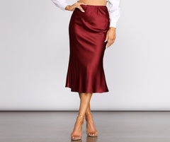 Make Your Move Satin Flare Midi Skirt