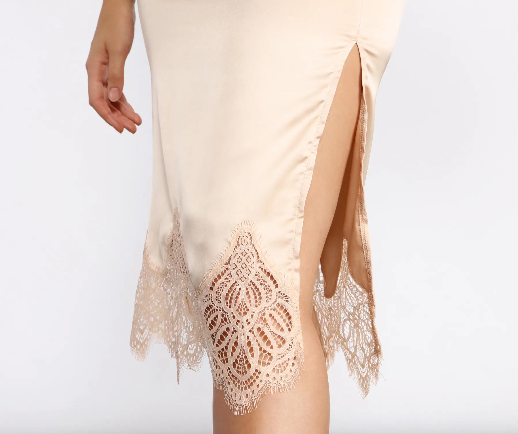 Satin and Lace Midi Skirt