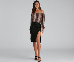 Slit Happens Faux Suede Midi Skirt