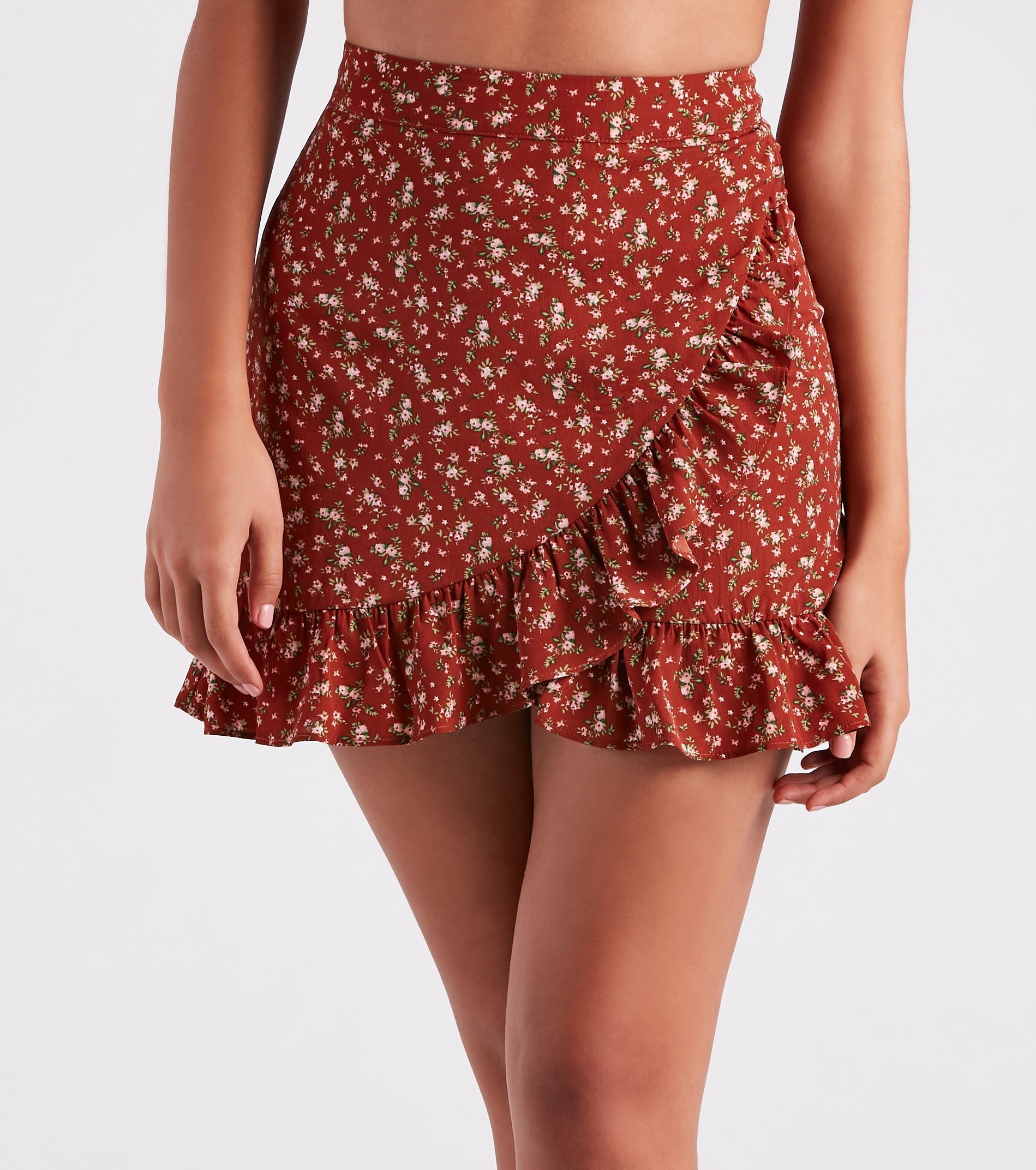 Look Your Cutest Floral Chiffon Mini Skirt