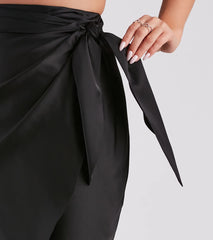 Ode To Elegance Satin Tie Midi Skirt