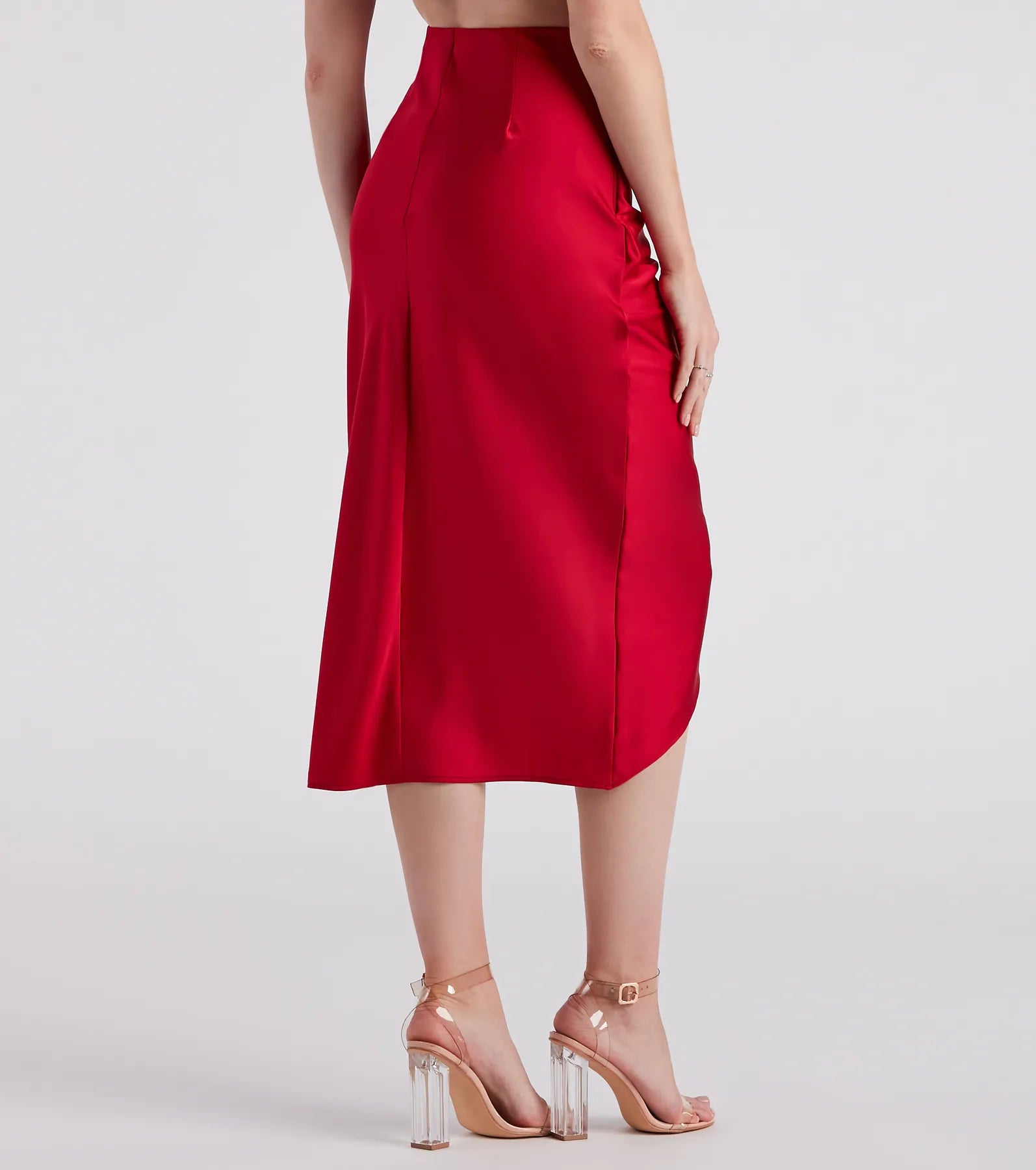 Ode To Elegance Satin Tie Midi Skirt