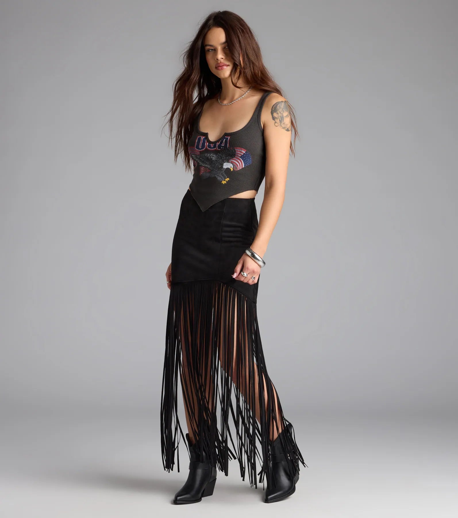 Wild At Heart Long Fringe Skirt