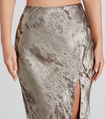 Trendy Shine Foiled Satin Midi Skirt