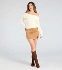 Keeping It Simple Faux Suede Slit Mini Skirt