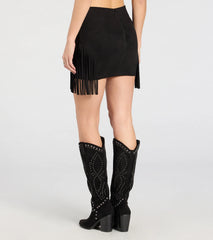 Fringe Attitude Faux Suede Mini Skirt