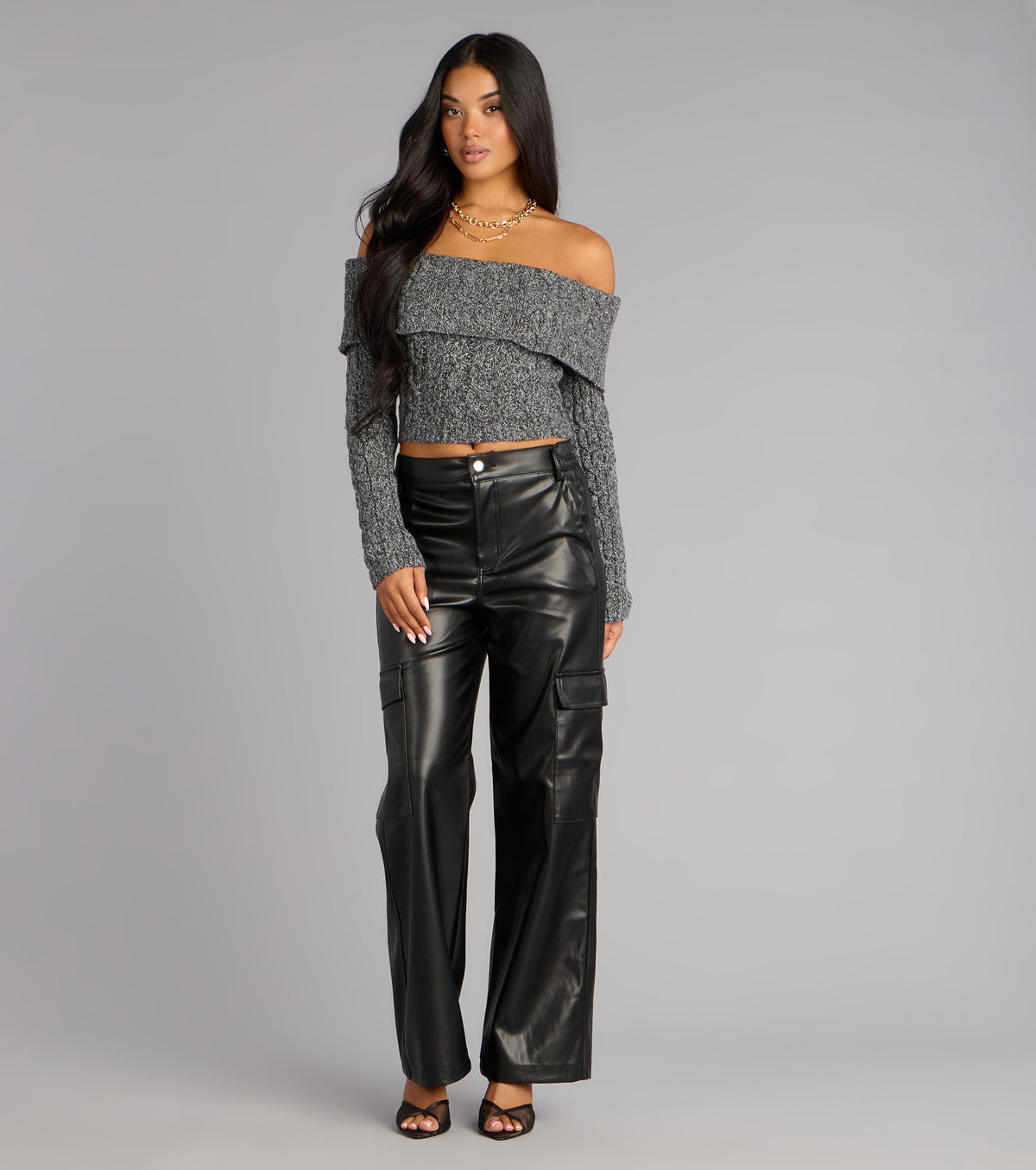 Street Code Faux Leather Cargo Pants