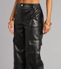 Street Code Faux Leather Cargo Pants