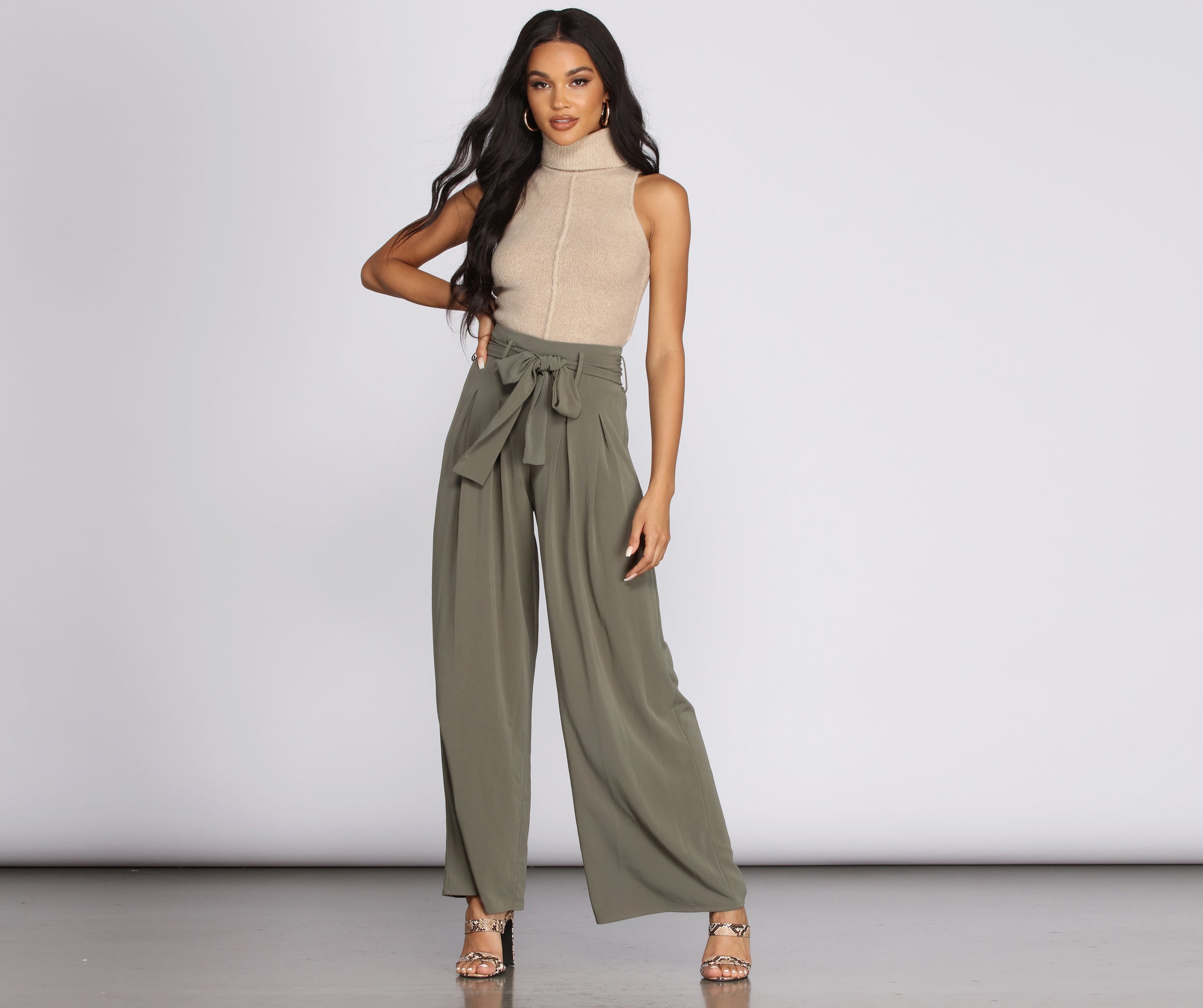 High Waist Wide Leg Trousers