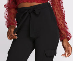 High Rise Tie Waist Tapered Pants