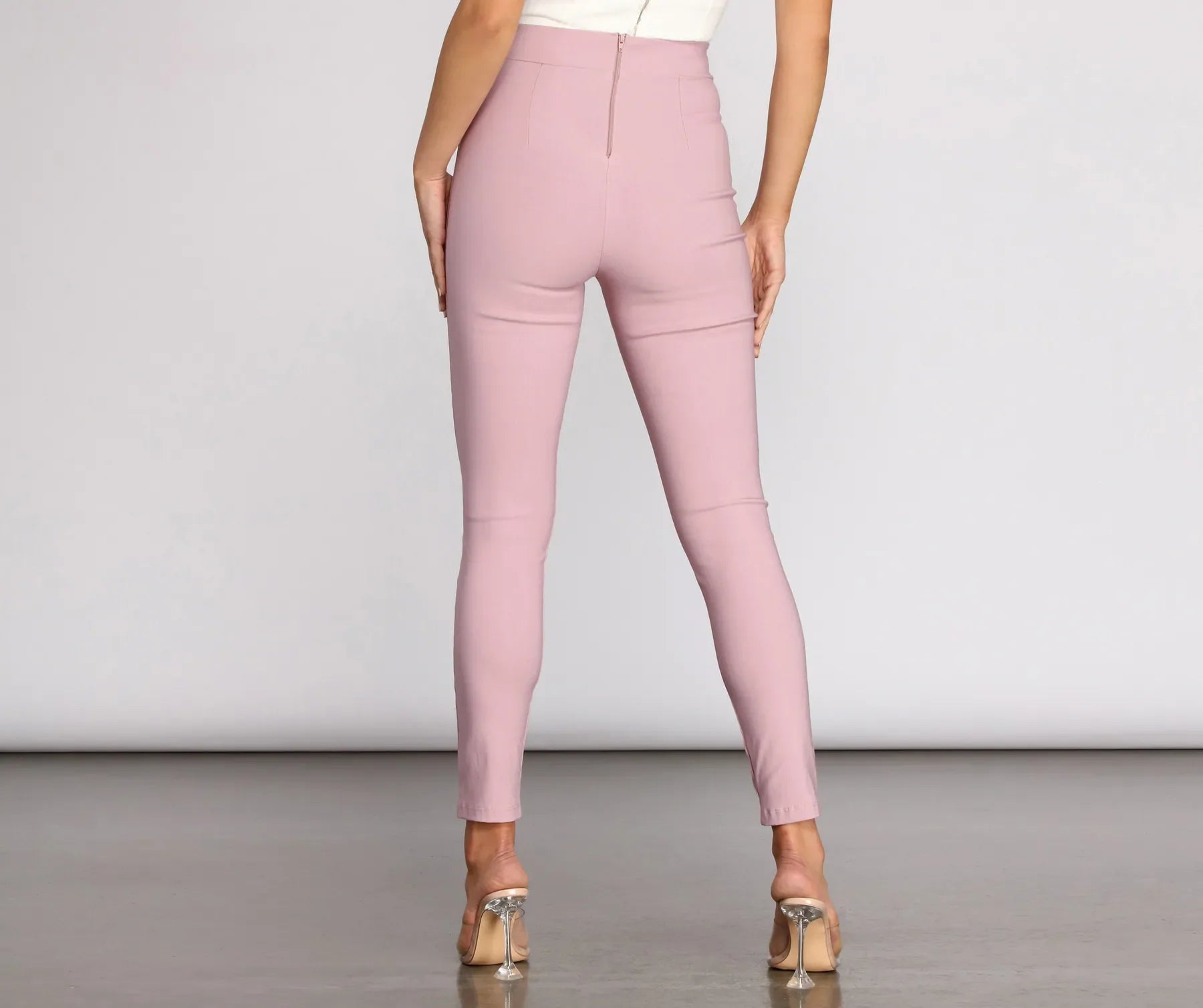 High Waist Tie Front Skinny Pants