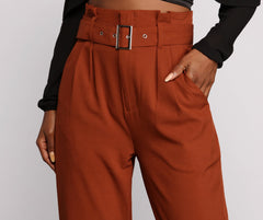 High Waist Belted Paperbag Pants