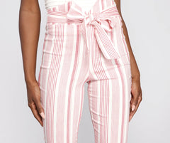 High Waist Skinny Striped Pants