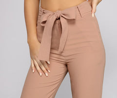 Classic High Waist Belted Tapered Pants