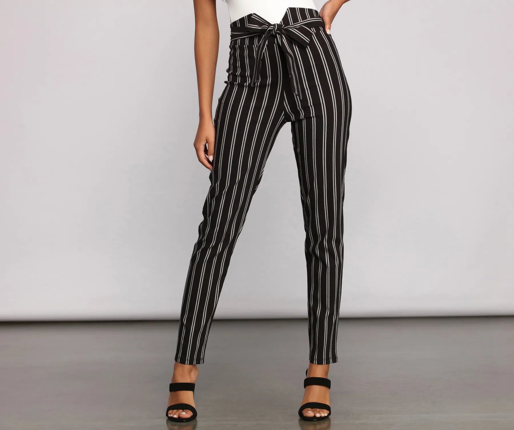 High Waist Skinny Striped Pants