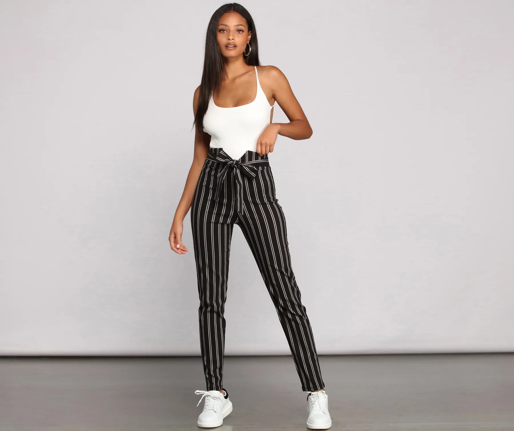 High Waist Skinny Striped Pants