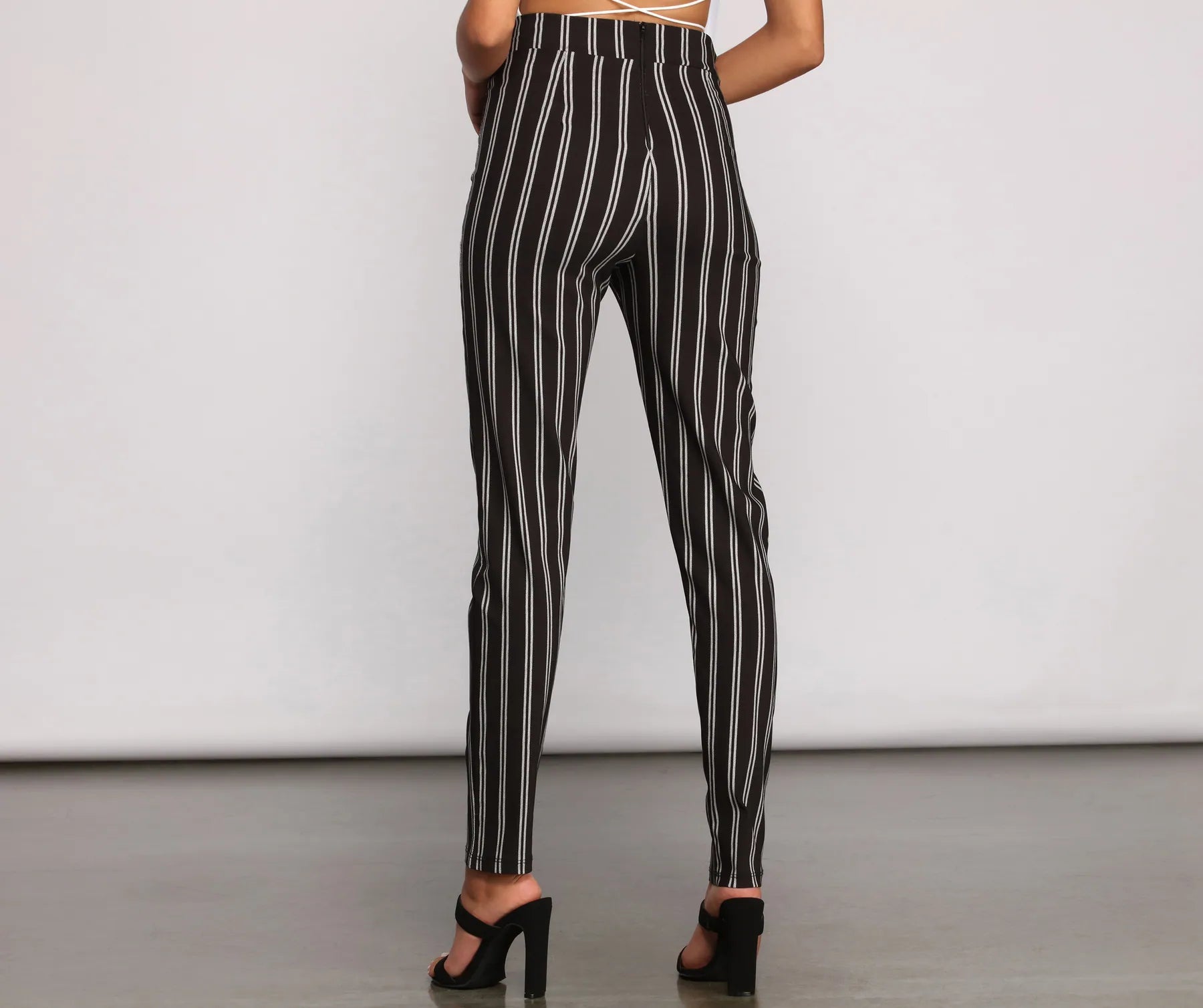 High Waist Skinny Striped Pants