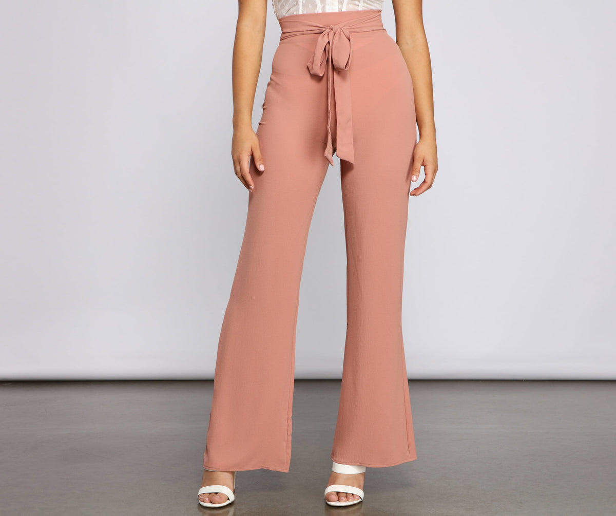 Trendy Tie-Waist Flared Pants