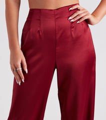 Elevated Details Sleek Satin Trouser Pants